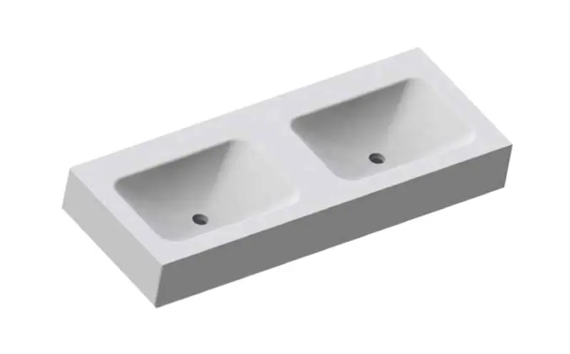 Solid-S Oregon solid surface vrijhangende wastafel 130x46x12cm mat wit - 2 wasbakken 1208913912