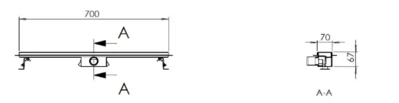 Design mat zwarte douchegoot volledig RVS met rvs flens 70cm douchedrain afvoergoot 1208914942