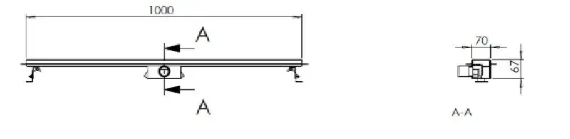 Design mat zwarte douchegoot volledig RVS met rvs flens 100cm douchedrain afvoergoot 1208914972