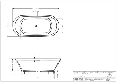 Riho Barca From Scratch vrijstaand bad 170x80 solid surface wit BS60005