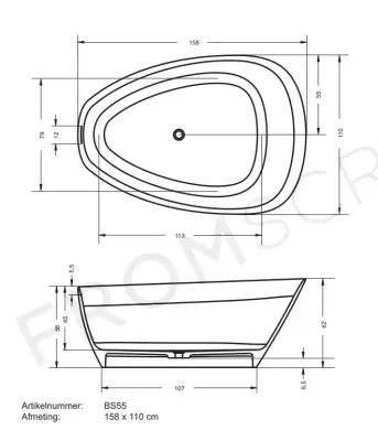 Riho Toledo  From Scratch vrijstaand bad 158x110 solid surface wit BS55