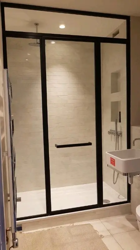 Flavio Nero douchedeur mat zwart kader 70x210cm 1208916302