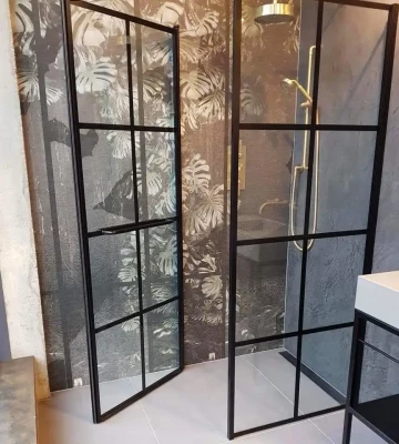 Flavio Nero douchedeur mat zwart kader en vakverdeling 90x210cm 1208916352