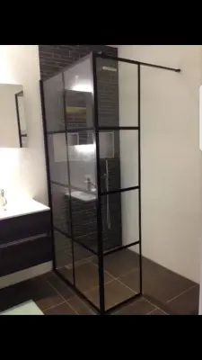 Flavio Nero douchedeur mat zwart kader en vakverdeling 90x210cm 1208916352