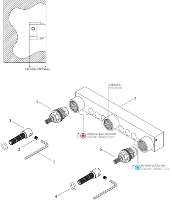 Waterevolution Cruz 3-Gats inbouw wastafelkraan mat zwart 19cm uitloop 1208916572