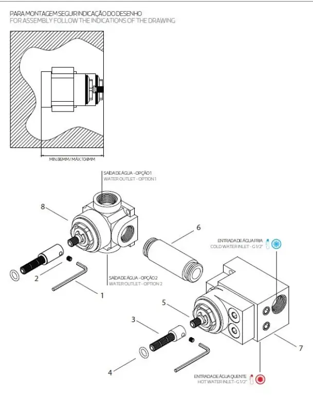 Waterevolution Cruz inbouw mengkraan met omsteller mat zwart 1208916752