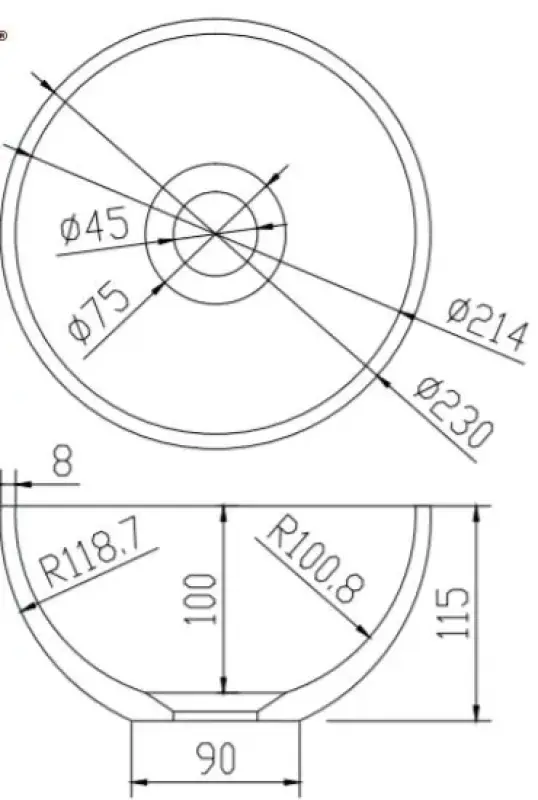 Solid-S Micro opbouwwastafel kom rond mat wit B23xH11.5cm zonder overloop exclusief solid surface plug 1208916982