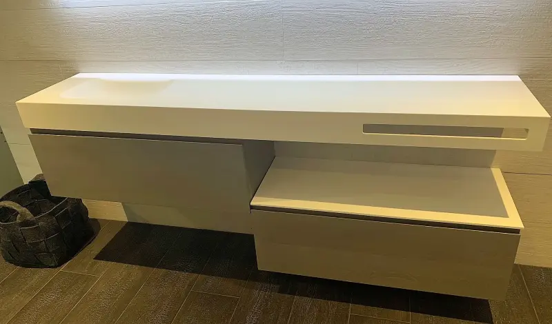 MAATWERK Solid-S Chicago solid surface vrijhangende wastafel mat wit 1208917798