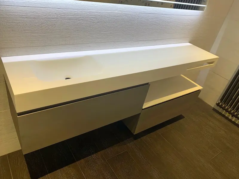 MAATWERK Solid-S Chicago solid surface vrijhangende wastafel mat wit 1208917798