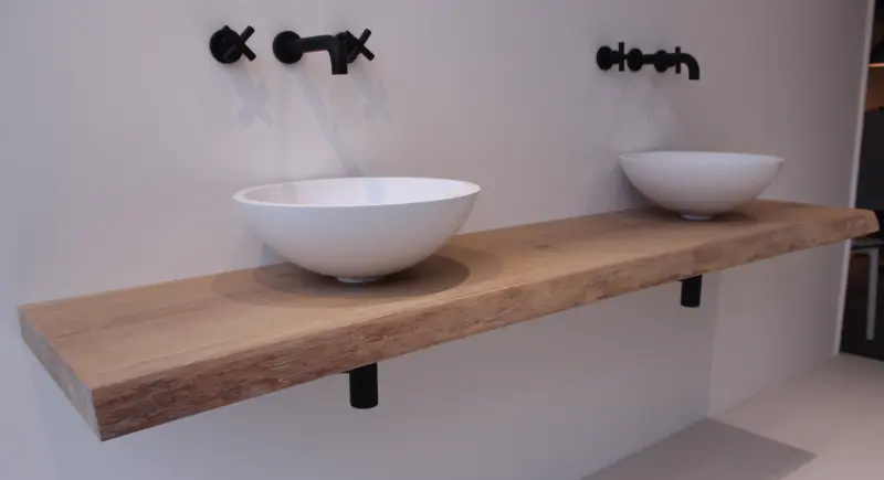 TopLine massief eiken maatwerk wastafelblad met blinde bevestigingen achterzijde 1208919548