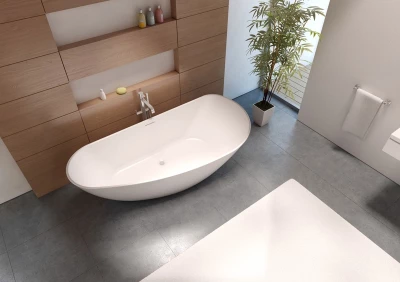 Riho Granada vrijstaand bad 170x80cm RECHTS solid surface mat wit BS19005