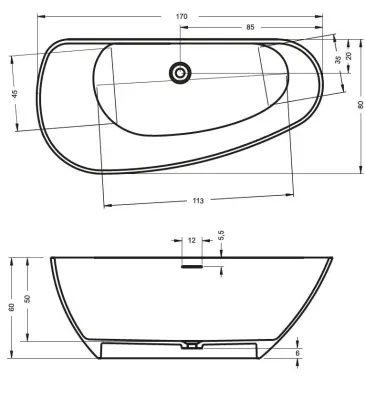 Riho Granada vrijstaand bad 170x80cm RECHTS solid surface mat wit BS19005