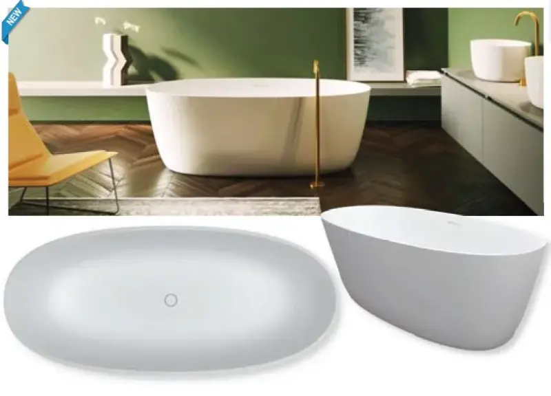 Riho Oval vrijstaand bad 160x72cm solid surface mat wit BS67005