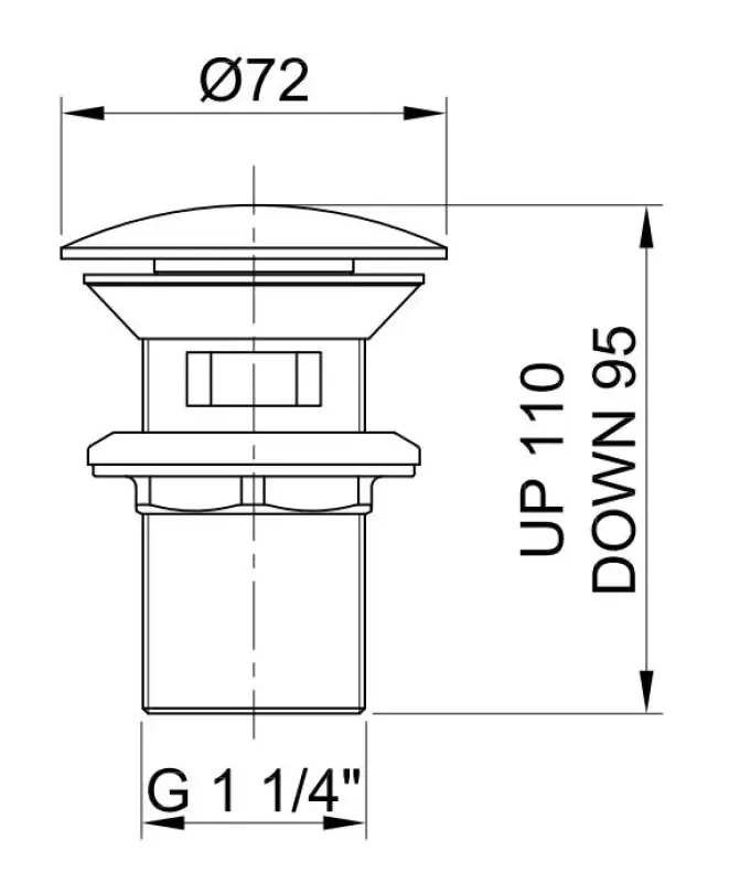 Rubio Inox wastafelplug 1 1/4" afsluitbaar volledig RVS kleur PVD Geborsteld Goud 1208920729