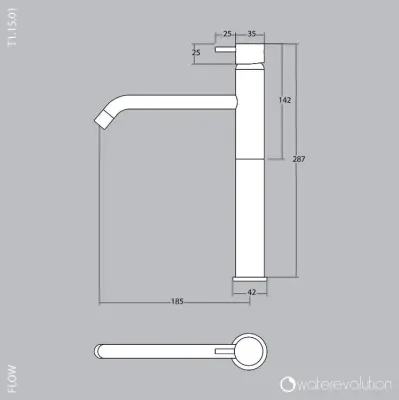 Waterevolution Flow wastafelkraan voor waskommen PVD geborsteld koper T115CPE