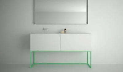 TopLine Metal badmeubelset met stalen onderstel - 2 lades mat wit - 140x45x90cm - dubbele wastafel mat wit