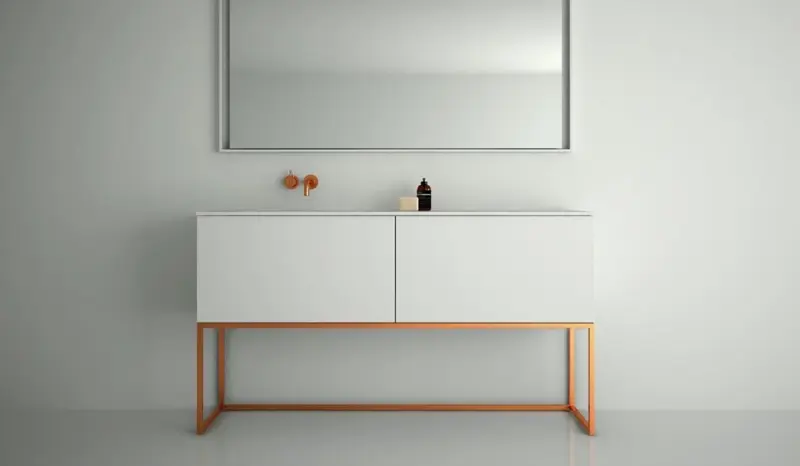 TopLine Metal badmeubelset met stalen onderstel - 1 lade mat wit - 70x45x90cm - enkele wastafel mat wit