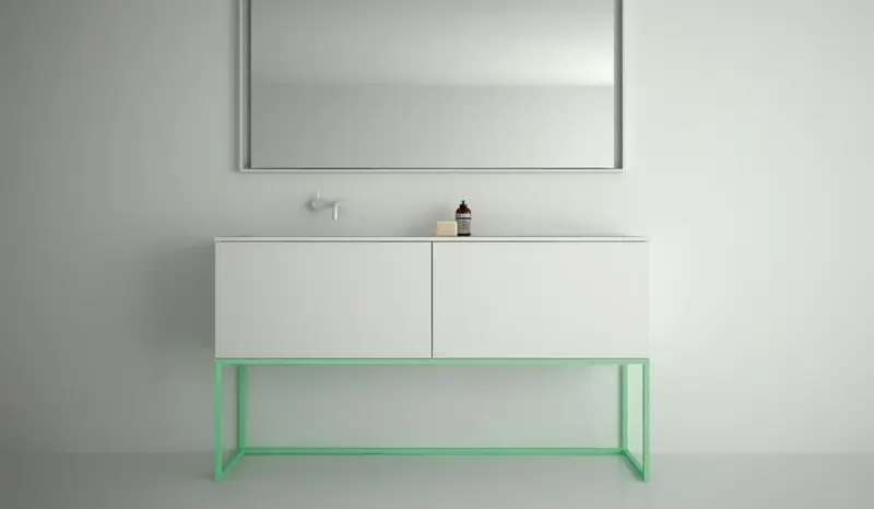 TopLine Metal badmeubelset met stalen onderstel - 1 lade mat wit - 90x45x90cm - enkele wastafel mat wit