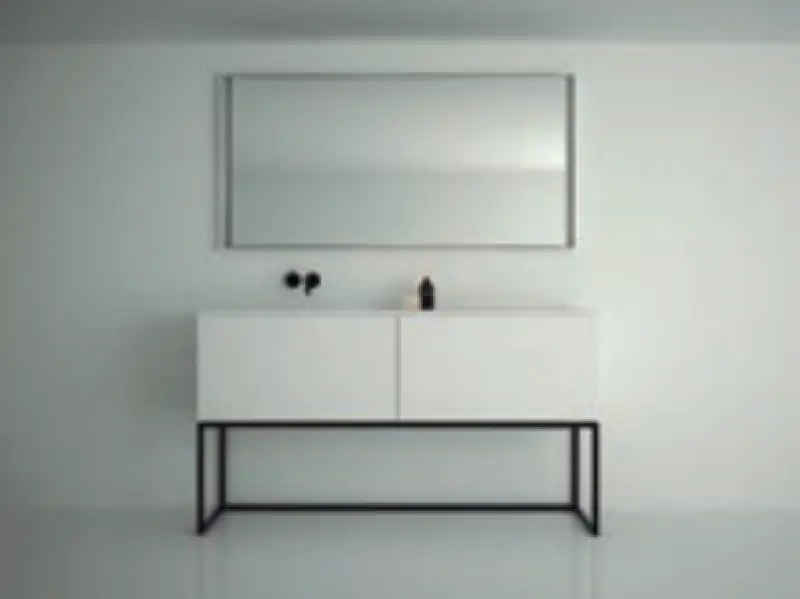 TopLine Metal badmeubelset met stalen onderstel - 1 lade mat wit - 110x45x90cm - enkele wastafel mat wit