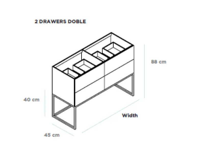 TopLine Metal badmeubelset met stalen onderstel - 4 lades mat wit - 140x45x90cm - dubbele wastafel mat wit