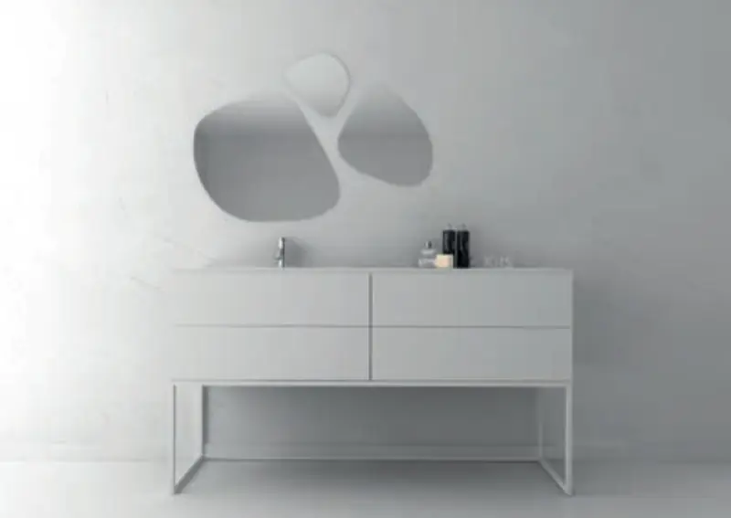 TopLine Metal badmeubelset met stalen onderstel - 2 lades mat wit - 70x45x90cm - enkele wastafel mat wit