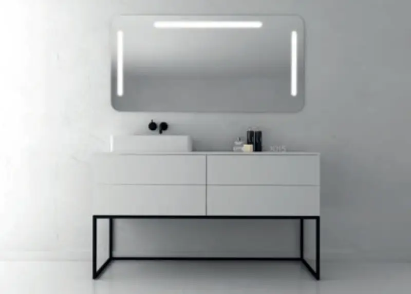 TopLine Metal badmeubelset met stalen onderstel - 2 lades mat wit - 100x45x90cm - enkele wastafel mat wit