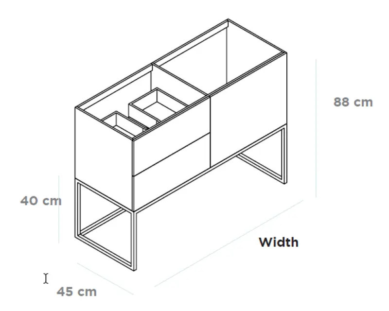 TopLine Metal badmeubelset met stalen onderstel - 3 lades mat wit - 120x45x90cm - enkele wastafel mat wit