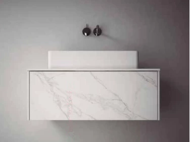 TopLine badmeubelset keramisch marmerlook - 1 lade - 100x45x90cm - inclusief keramisch marmerlook topblad voor een waskom