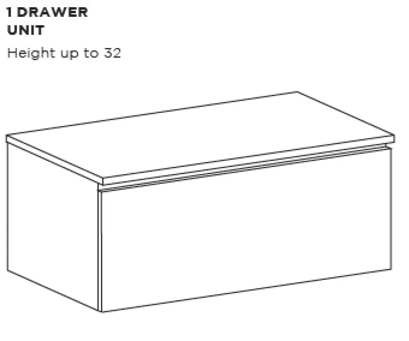 TopLine badmeubelset mat goud - 1 lade greeploos - 100x45cm