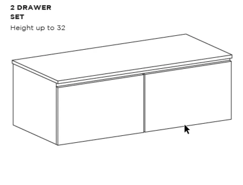 TopLine badmeubelset mat zwart - 2 laden greeploos - 60x45cm