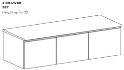 TopLine badmeubelset mat goud - 3 laden greeploos - 80x45cm