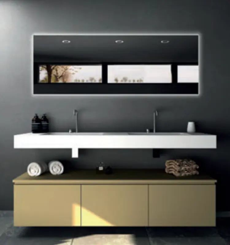 TopLine badmeubelset mat zwart - 3 laden greeploos - 100x45cm