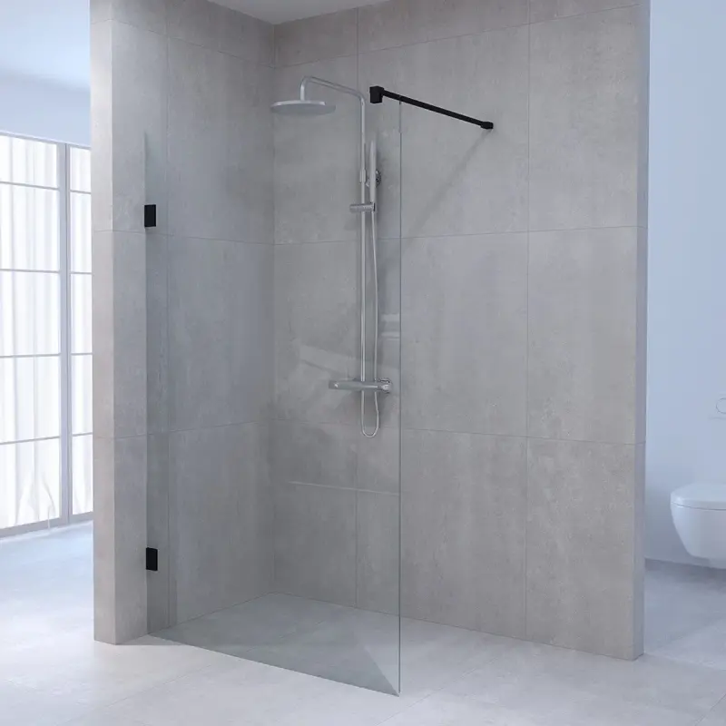 Aquadesign Minimal Inloopdouche profielloos 110x200 cm helder glas - zwart beslag