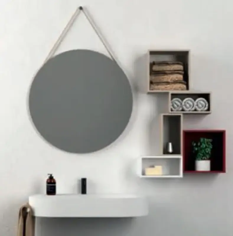 Aquadesign Rope ronde spiegel 80cm met frame 16mm wit