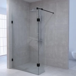 Aquadesign Minimal Inloopdouche met zijwand profielloos 110x40x200 cm helder glas - zwart beslag