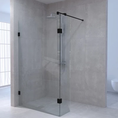 Aquadesign Minimal Inloopdouche met zijwand profielloos 110x40x200 cm helder glas - zwart beslag