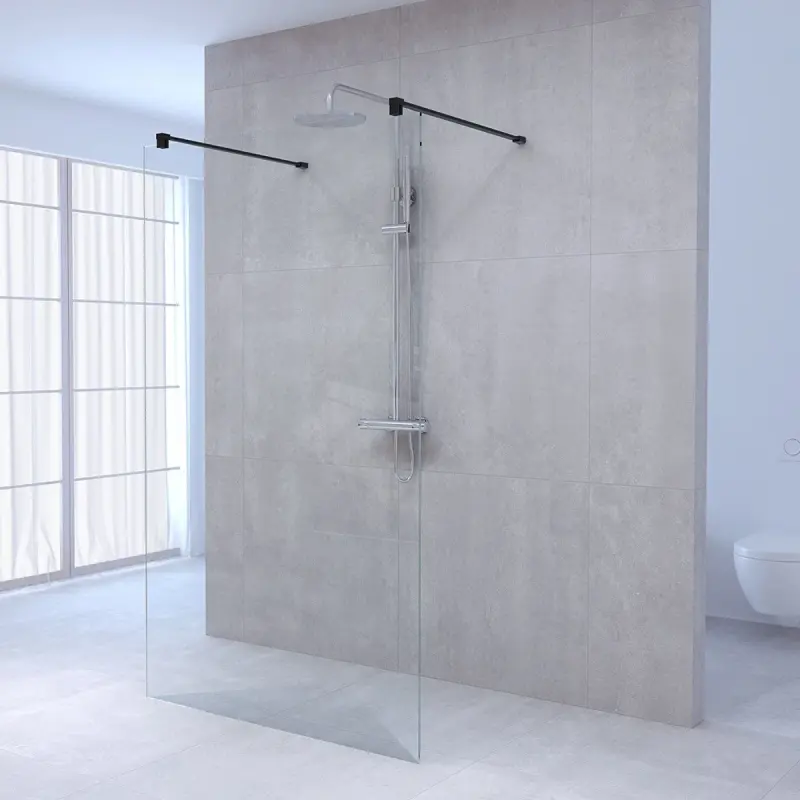 Aquadesign Minimal Doorloopdouche profielloos 120x200 cm helder glas - zwart beslag