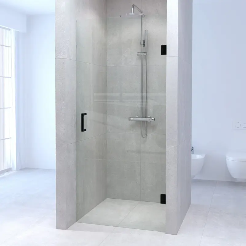 Aquadesign Minimal douchedeur 80x200cm profielloos -  zwart beslag