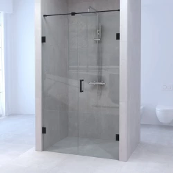 Aquadesign Minimal douchedeur 70cm met vast deel 50cm zwart beslag 120x200cm profielloos