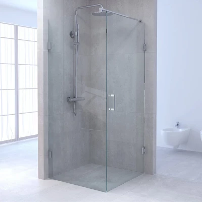 Flavio Acier douchecabine hoekopstelling chroom beslag 90x90cm profielloos