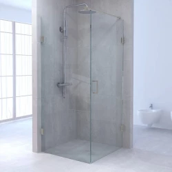 Flavio Acier douchecabine hoekopstelling geborsteld rvs beslag 100x100 profielloos