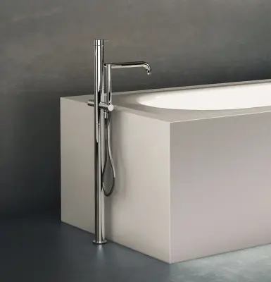 Waterevolution Flow vrijstaande badkraan met handdouche gun metal T133GME