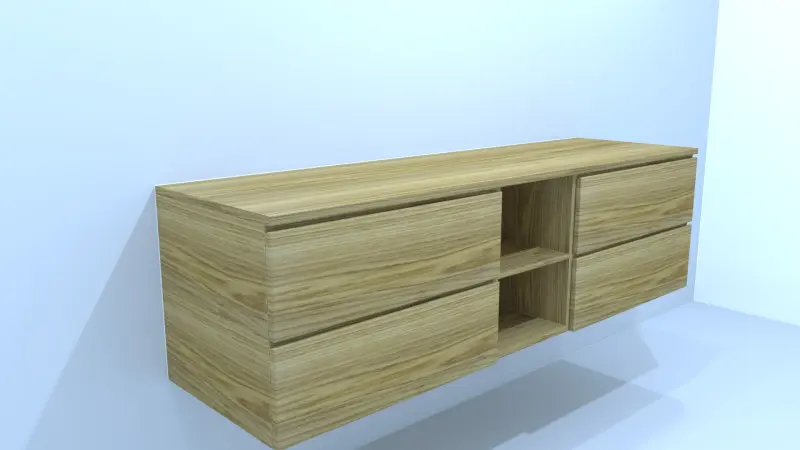 TopLine Amsterdam MAATWERK massief eiken badmeubel met 4 greeploze laden en middenvakken