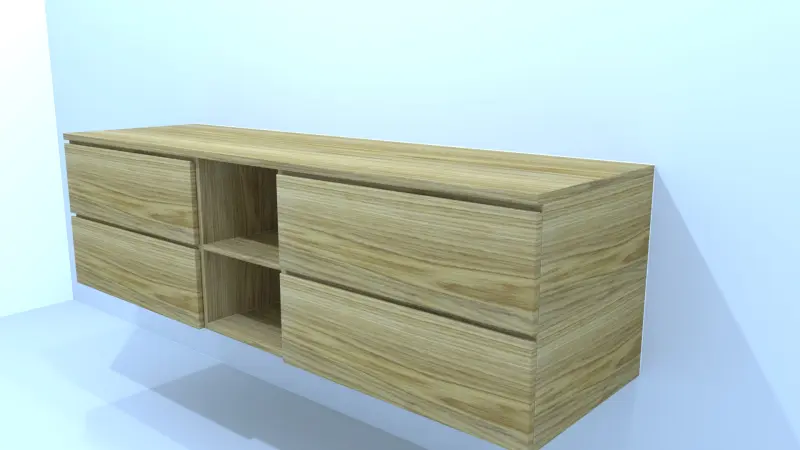 TopLine Amsterdam MAATWERK massief eiken badmeubel met 4 greeploze laden en middenvakken