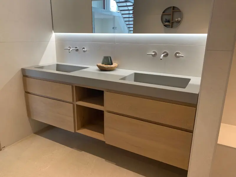 TopLine Amsterdam MAATWERK massief eiken badmeubel met 4 greeploze laden en middenvakken