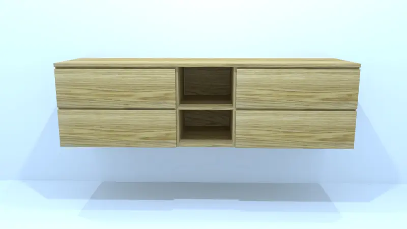 TopLine Amsterdam MAATWERK massief eiken badmeubel met 4 greeploze laden en middenvakken