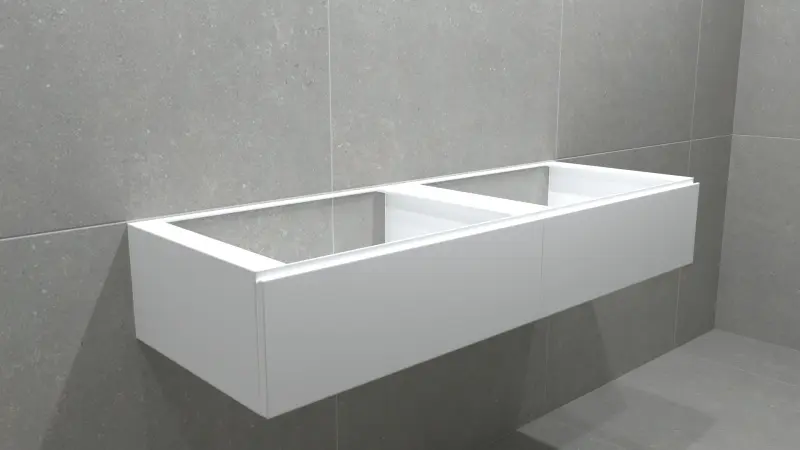 TopLine Amsterdam MAATWERK badmeubel MDF gelakt met greeploze lades naast elkaar