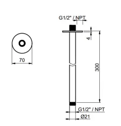 SB Round 316 plafond douche arm rond 30 cm volledig RVS 1208946689