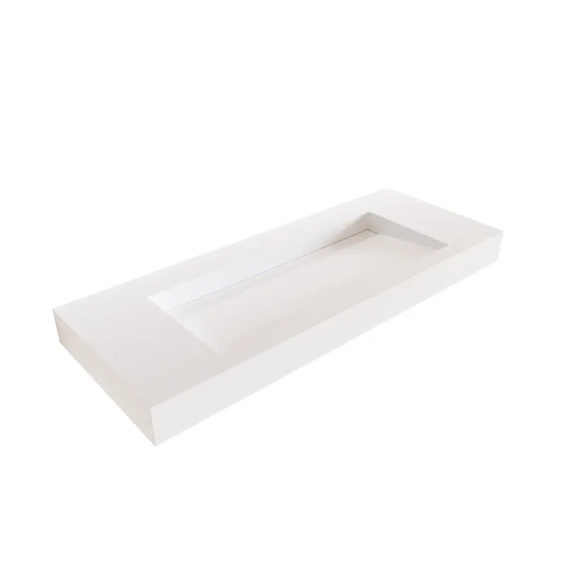 Solid-S Avon solid surface vrijhangende wastafel 180x46x10cm mat wit 1208946956