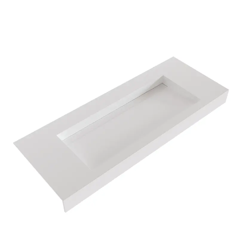 Solid-S Avon solid surface vrijhangende wastafel 230x46x10cm mat wit 1208946961